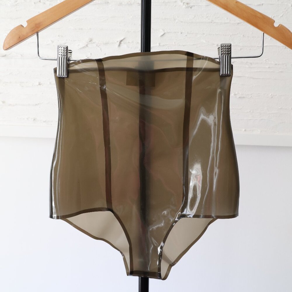 Libidex Latex Bandeau Knickers Translucent Smokey Black High Waist Shorts - XS